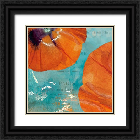 Poppies in the Sky II Black Ornate Wood Framed Art Print with Double Matting by Berg, Sabine