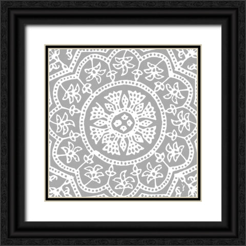 Woodblock Pattern I Black Ornate Wood Framed Art Print with Double Matting by Berg, Sabine