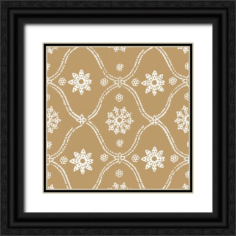 Woodblock Pattern III Black Ornate Wood Framed Art Print with Double Matting by Berg, Sabine