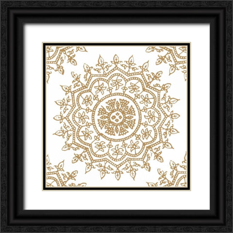 Woodblock Pattern IV Black Ornate Wood Framed Art Print with Double Matting by Berg, Sabine