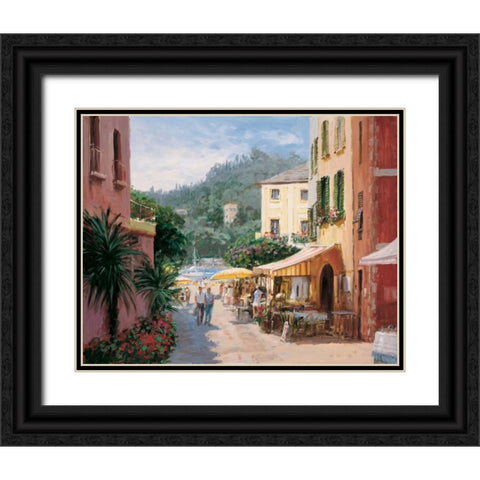 Al Fresco - Portofino Black Ornate Wood Framed Art Print with Double Matting by Bates, George