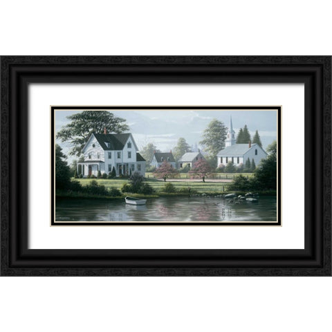 Rivers Edge Black Ornate Wood Framed Art Print with Double Matting by Saunders, Bill