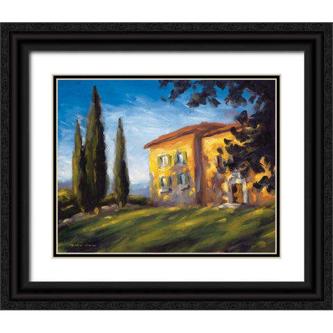 A Rural Villa Black Ornate Wood Framed Art Print with Double Matting by Downs, Michael