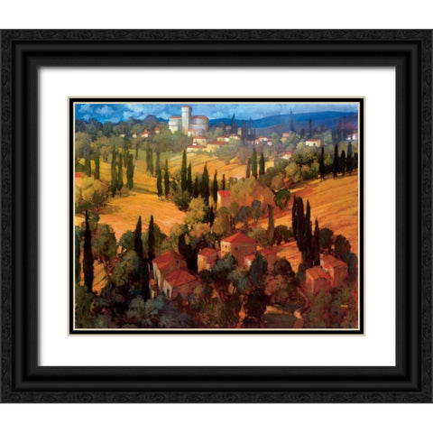 Tuscan Castle Black Ornate Wood Framed Art Print with Double Matting by Craig, Philip
