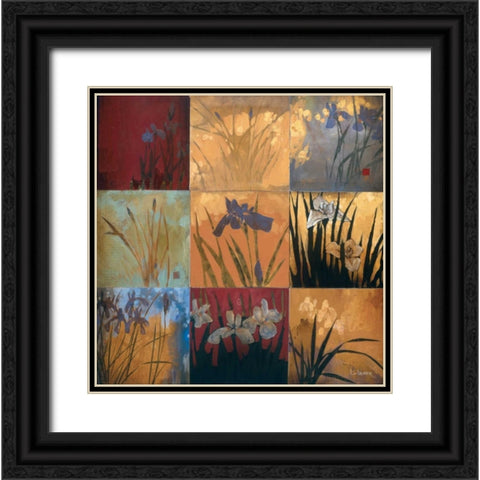 Iris Nine Patch II Black Ornate Wood Framed Art Print with Double Matting by Li-Leger, Don