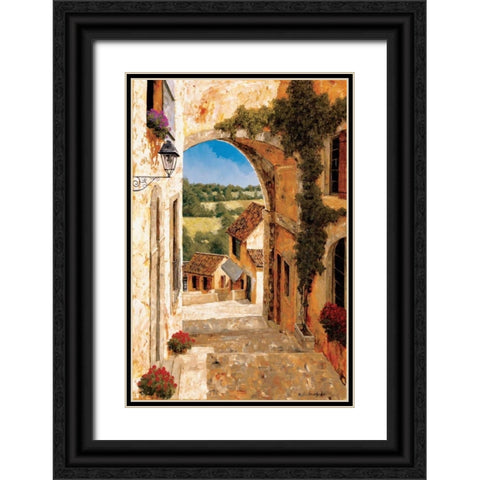 Going Down to the Village Black Ornate Wood Framed Art Print with Double Matting by Archambault, Gilles