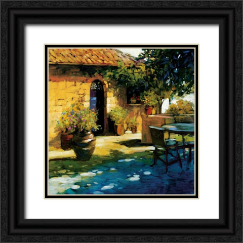 Courtyard Retreat Black Ornate Wood Framed Art Print with Double Matting by Craig, Philip