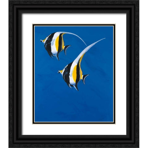 Moorish Idols - Blue Black Ornate Wood Framed Art Print with Double Matting by Siddle, Keith