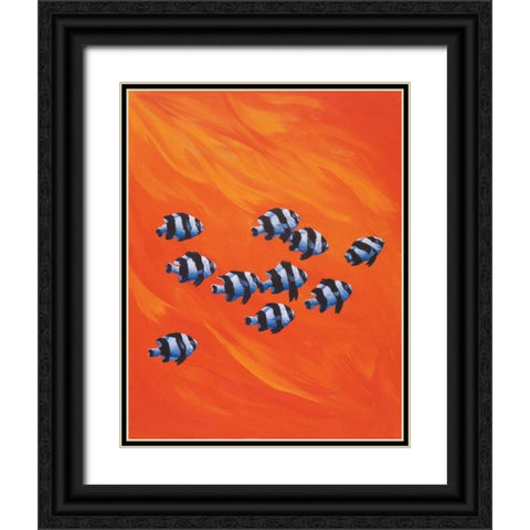 10 Black-Tailed Humbugs Black Ornate Wood Framed Art Print with Double Matting by Siddle, Keith