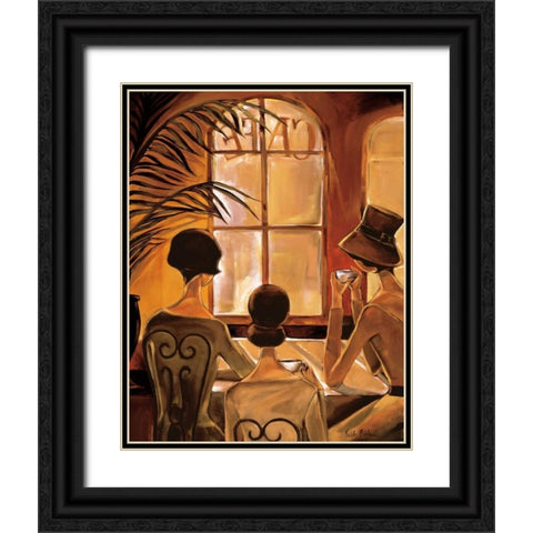 Cafe du Coin Black Ornate Wood Framed Art Print with Double Matting by Biddle, Trish