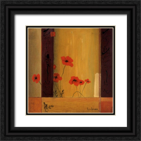 Poppy Tile II Black Ornate Wood Framed Art Print with Double Matting by Li-Leger, Don