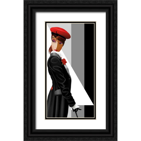Lauren in Uniform Black Ornate Wood Framed Art Print with Double Matting by Bravo, Jordan