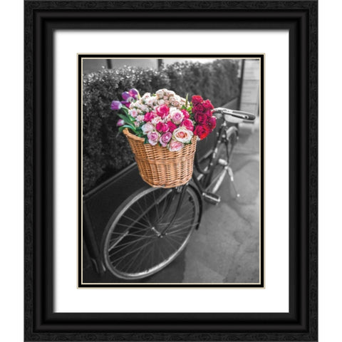 Basket of Flowers I Black Ornate Wood Framed Art Print with Double Matting by Frank, Assaf