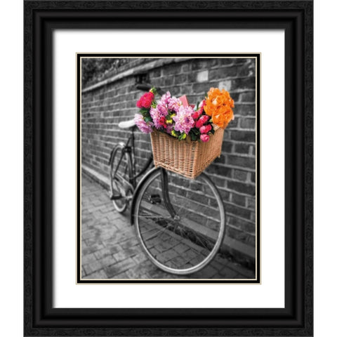Basket of Flowers II Black Ornate Wood Framed Art Print with Double Matting by Frank, Assaf