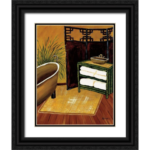 Bamboo Bath Black Ornate Wood Framed Art Print with Double Matting by Sewell, Krista