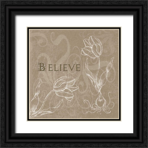 Believe Black Ornate Wood Framed Art Print with Double Matting by Tanner, Jan