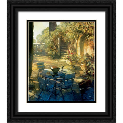 Sunlit Terrace Crillon le Brave Black Ornate Wood Framed Art Print with Double Matting by Craig, Philip