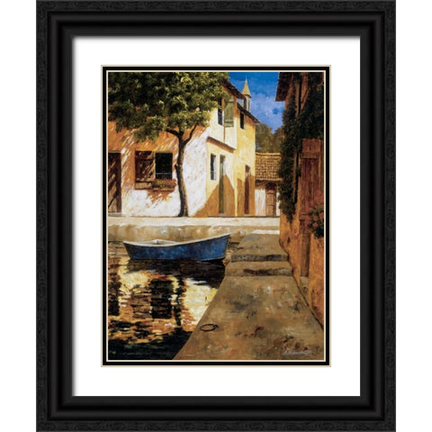 A Touch of Blue Black Ornate Wood Framed Art Print with Double Matting by Archambault, Gilles