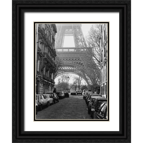 Street View of La Tour Eiffel Black Ornate Wood Framed Art Print with Double Matting by Davidson, Clay