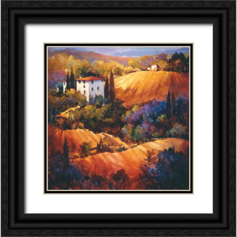 Evening Glow Tuscany Black Ornate Wood Framed Art Print with Double Matting by OToole, Nancy