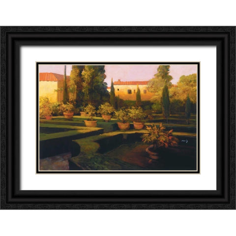 Verona Garden Black Ornate Wood Framed Art Print with Double Matting by Craig, Philip