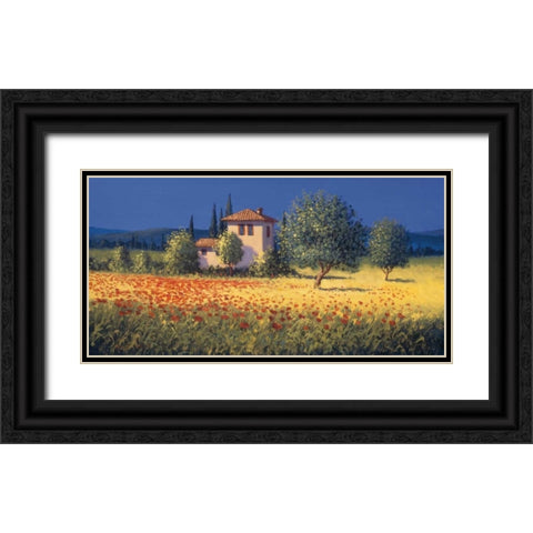 Summer Field I Black Ornate Wood Framed Art Print with Double Matting by Short, David