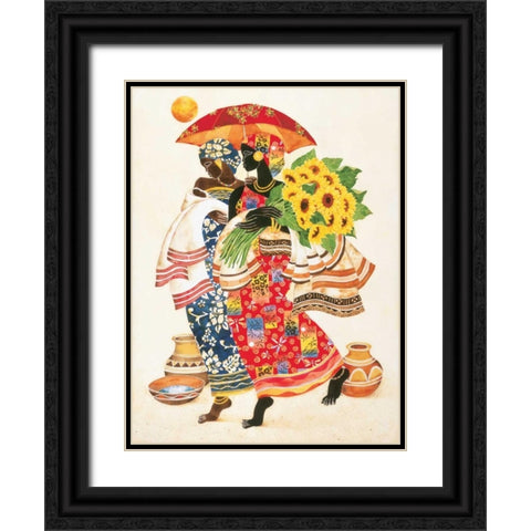 Sunflowers Black Ornate Wood Framed Art Print with Double Matting by Mallett, Keith