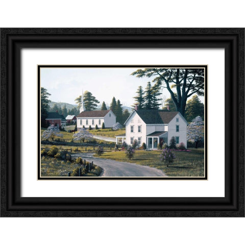 Apple Blossom Time Black Ornate Wood Framed Art Print with Double Matting by Saunders, Bill