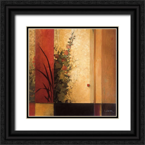 Hollyhock Garden Black Ornate Wood Framed Art Print with Double Matting by Li-Leger, Don