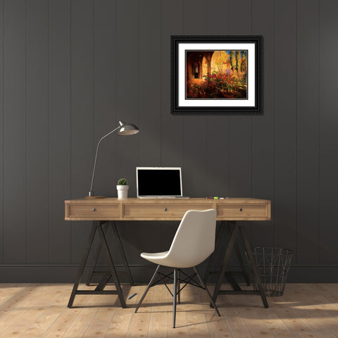 Twilight Courtyard Black Ornate Wood Framed Art Print with Double Matting by Craig, Philip
