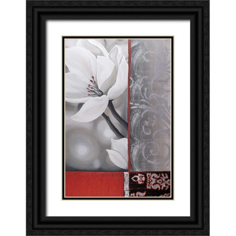 Bohemia Flora White Black Ornate Wood Framed Art Print with Double Matting by Copley , Jasmin Zara