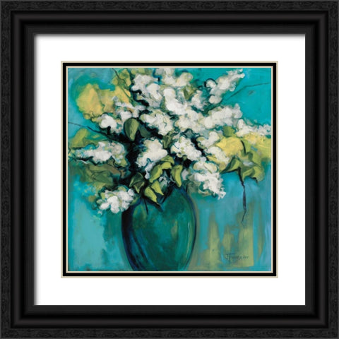 White Lilac Waltz Black Ornate Wood Framed Art Print with Double Matting by Fournier, Joyce