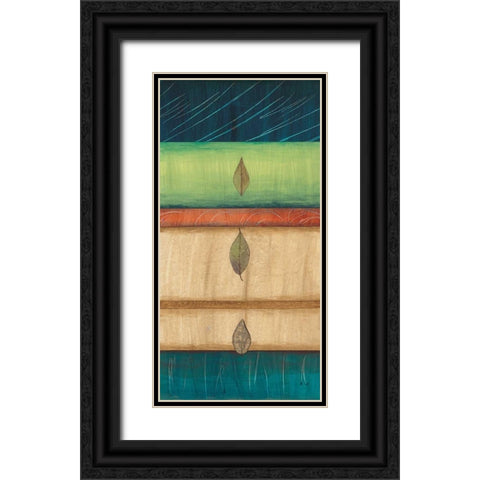 Springing Leaves I Black Ornate Wood Framed Art Print with Double Matting by Fields, Laurie