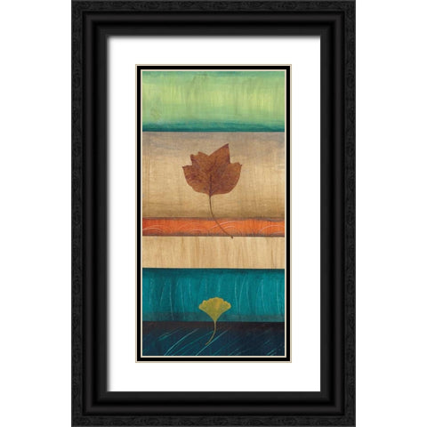 Springing Leaves II Black Ornate Wood Framed Art Print with Double Matting by Fields, Laurie