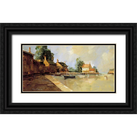 Morning Harbor Black Ornate Wood Framed Art Print with Double Matting by Goerschner, Ted