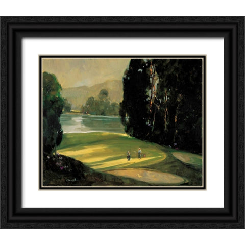 Putt for Par Black Ornate Wood Framed Art Print with Double Matting by Goerschner, Ted