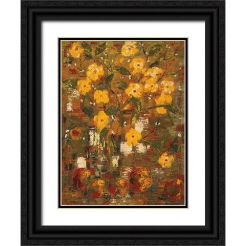 Yellow Bouquet Black Ornate Wood Framed Art Print with Double Matting by Gojanovic, Zivana
