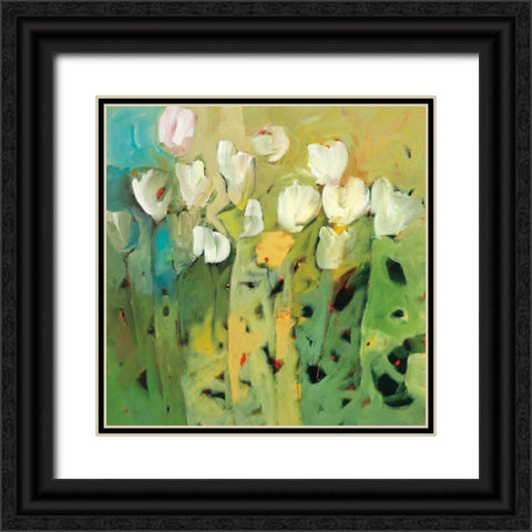 White tulips II Black Ornate Wood Framed Art Print with Double Matting by Harwood, Jennifer