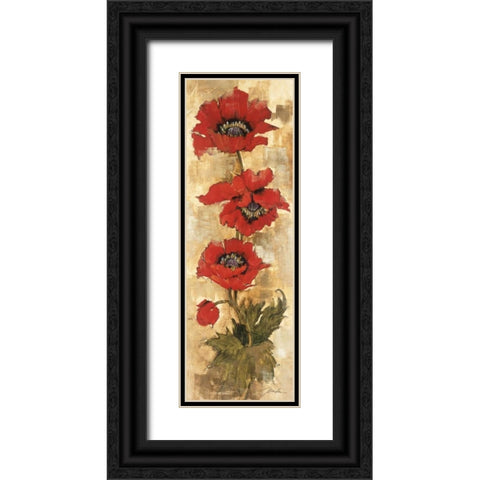 Strand of Poppies II Black Ornate Wood Framed Art Print with Double Matting by Jardine, Liz