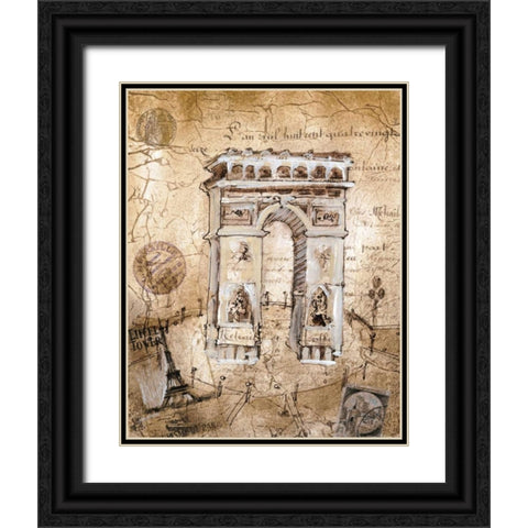 Arc De Triomphe Black Ornate Wood Framed Art Print with Double Matting by Jardine, Liz
