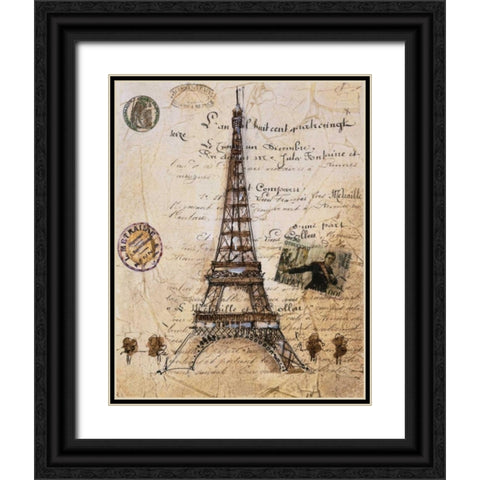 La Tour Eiffel Black Ornate Wood Framed Art Print with Double Matting by Jardine, Liz