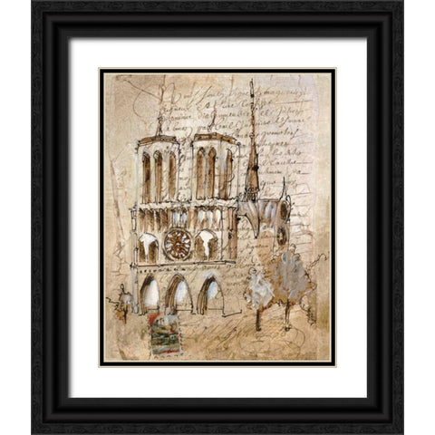Notre Dame Black Ornate Wood Framed Art Print with Double Matting by Jardine, Liz