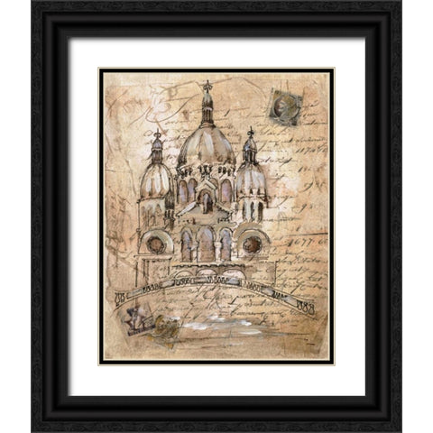 Sacre-Coeur Black Ornate Wood Framed Art Print with Double Matting by Jardine, Liz