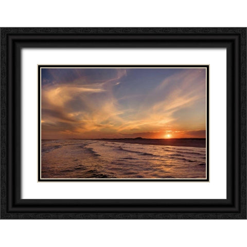Corpus Christi Sunset Black Ornate Wood Framed Art Print with Double Matting by Jones, Mike