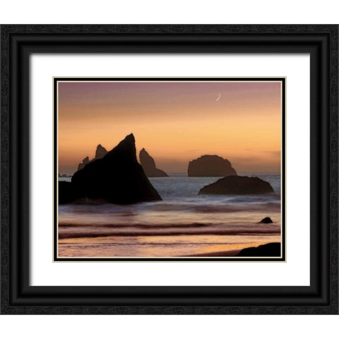 Moonset Black Ornate Wood Framed Art Print with Double Matting by Jones, Mike