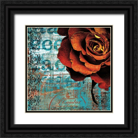 Graffiti Rose Black Ornate Wood Framed Art Print with Double Matting by Lazar Schuler, Christina