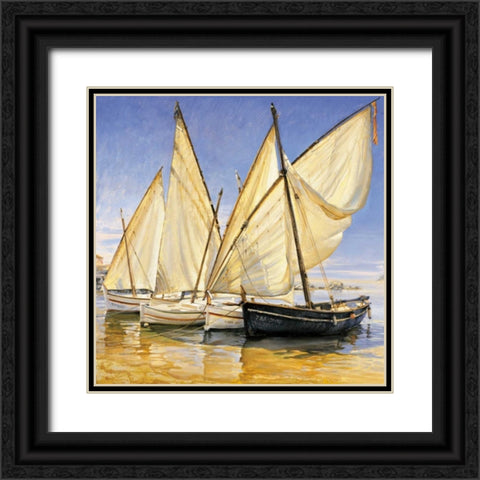 White Sails II Black Ornate Wood Framed Art Print with Double Matting by Laporta, Jaume