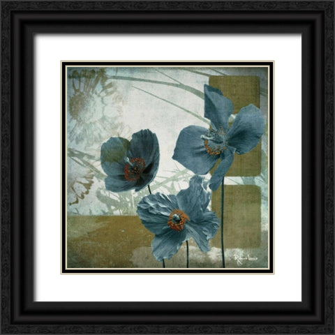 Cerulean Poppies II Black Ornate Wood Framed Art Print with Double Matting by Lacie, Robert