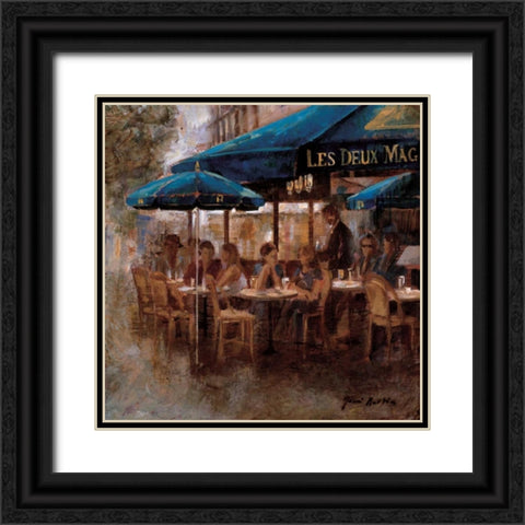 Les Deux Magots Black Ornate Wood Framed Art Print with Double Matting by Martin, Noemi