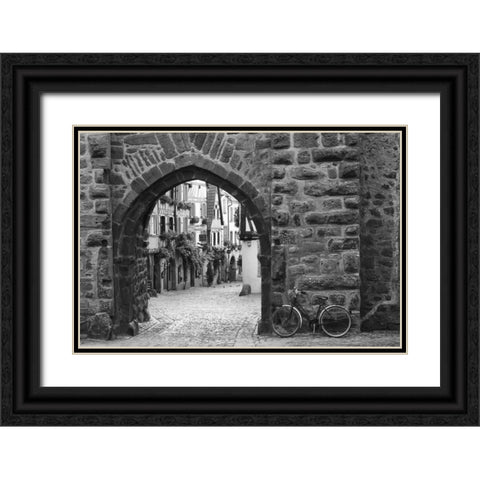 Bicycle of Riquewihr Black Ornate Wood Framed Art Print with Double Matting by Nagler, Monte